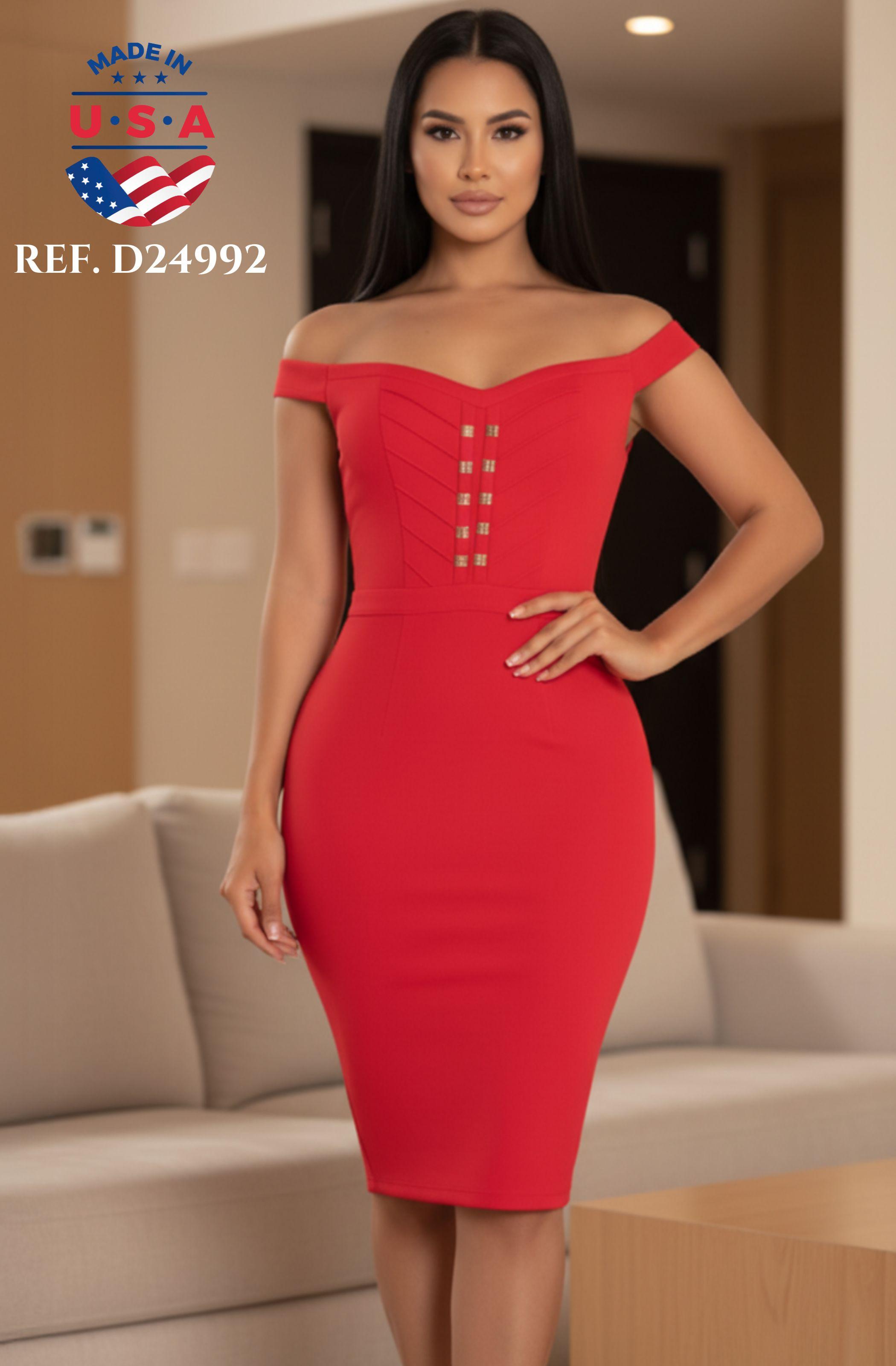 Vestido Corto Americano sin Mangas, Detalles en el Pecho